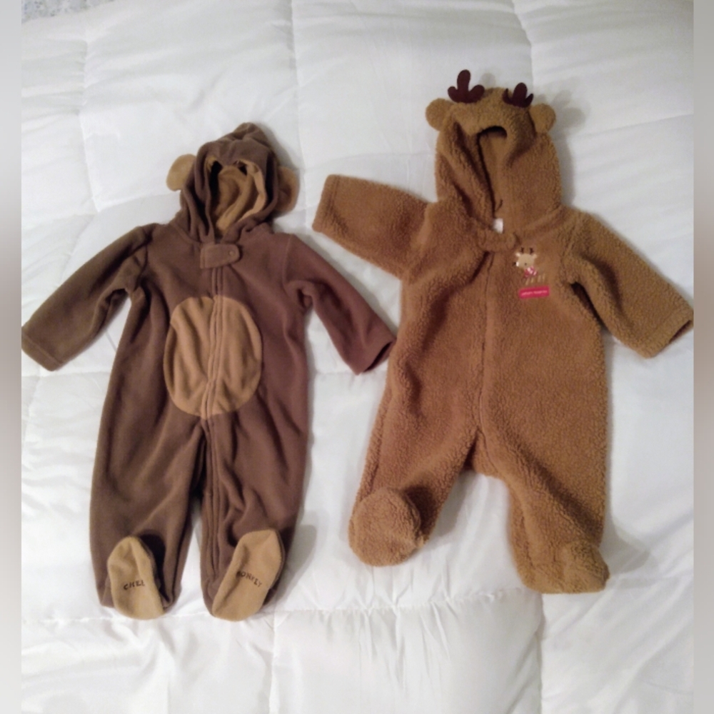 Just One You, By Carter's: Set Of 2 Brown Hooded Sleepers/Outerwear, Size 6mos